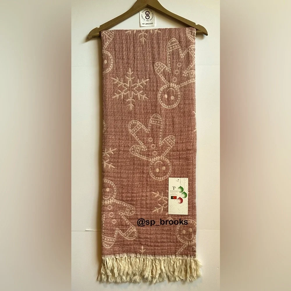 🎁Texteis Penedo Throw Blanket - Mallow Cotton Gingerbread - Made in Portugal